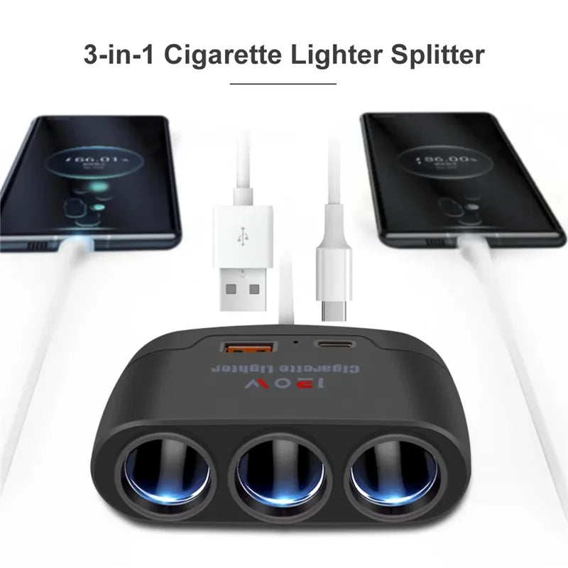 3 in 1 car lighter spliter