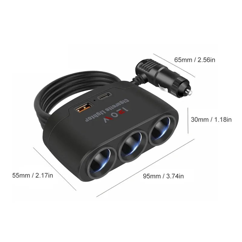 3 in 1 car lighter spliter