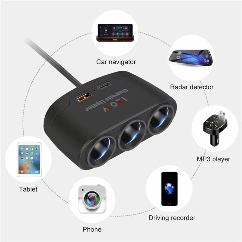 3 in 1 car lighter spliter