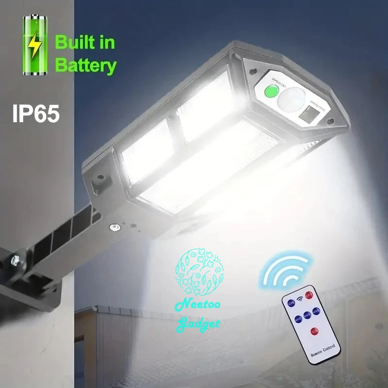 Remote Control Upgraded COB Solar Light Outdoors PIR Motion Sensor IP65 Outdoor Solar Wall Street Light Waterproof Lamp