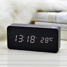 Load image into Gallery viewer, LED Wooden Alarm Clock
