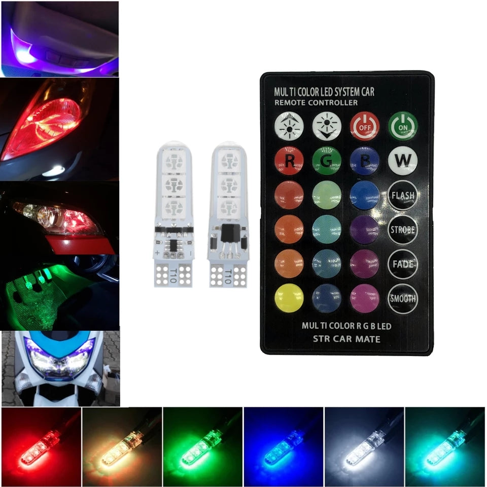 2x Car T10 W5W LED Bulb Signal Light Remote Control
