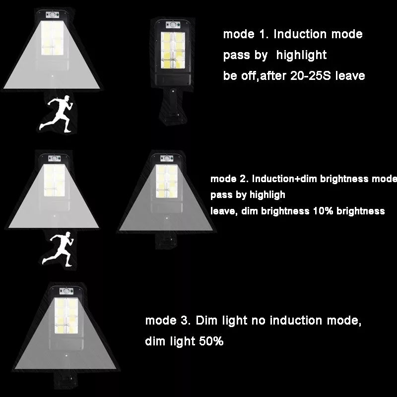 Remote Control Upgraded COB Solar Light Outdoors PIR Motion Sensor IP65 Outdoor Solar Wall Street Light Waterproof Lamp