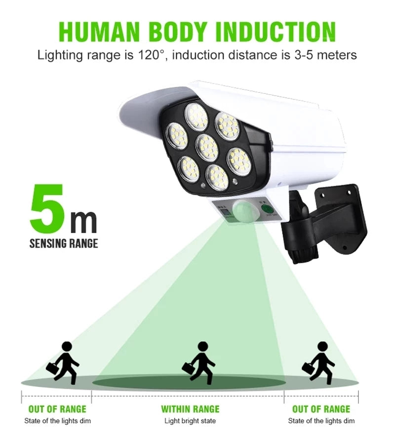 77 LED Solar Light Outdoors Security Simulation Fake Dummy Camera