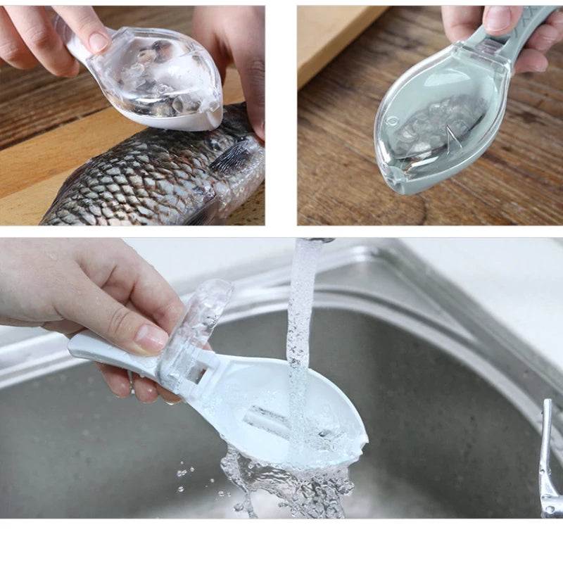 Fish skin brush scraping