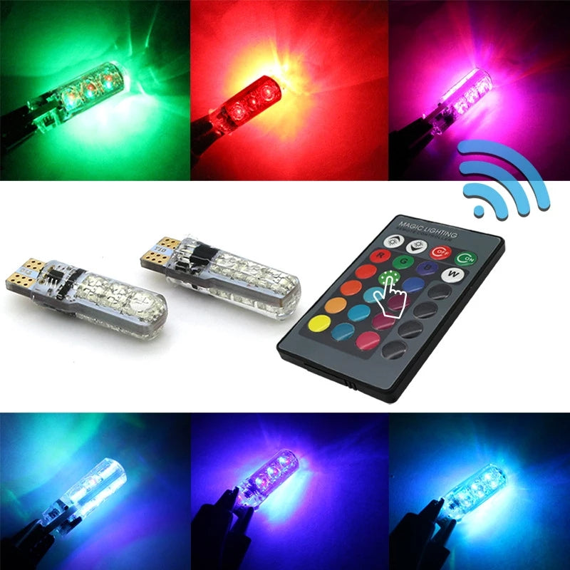 2x Car T10 W5W LED Bulb Signal Light Remote Control