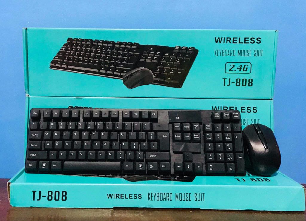 TJ-808 Wireless Keyboard Mouse Suite.
TJ-808 Black Wireless Keyboard and Mouse Set