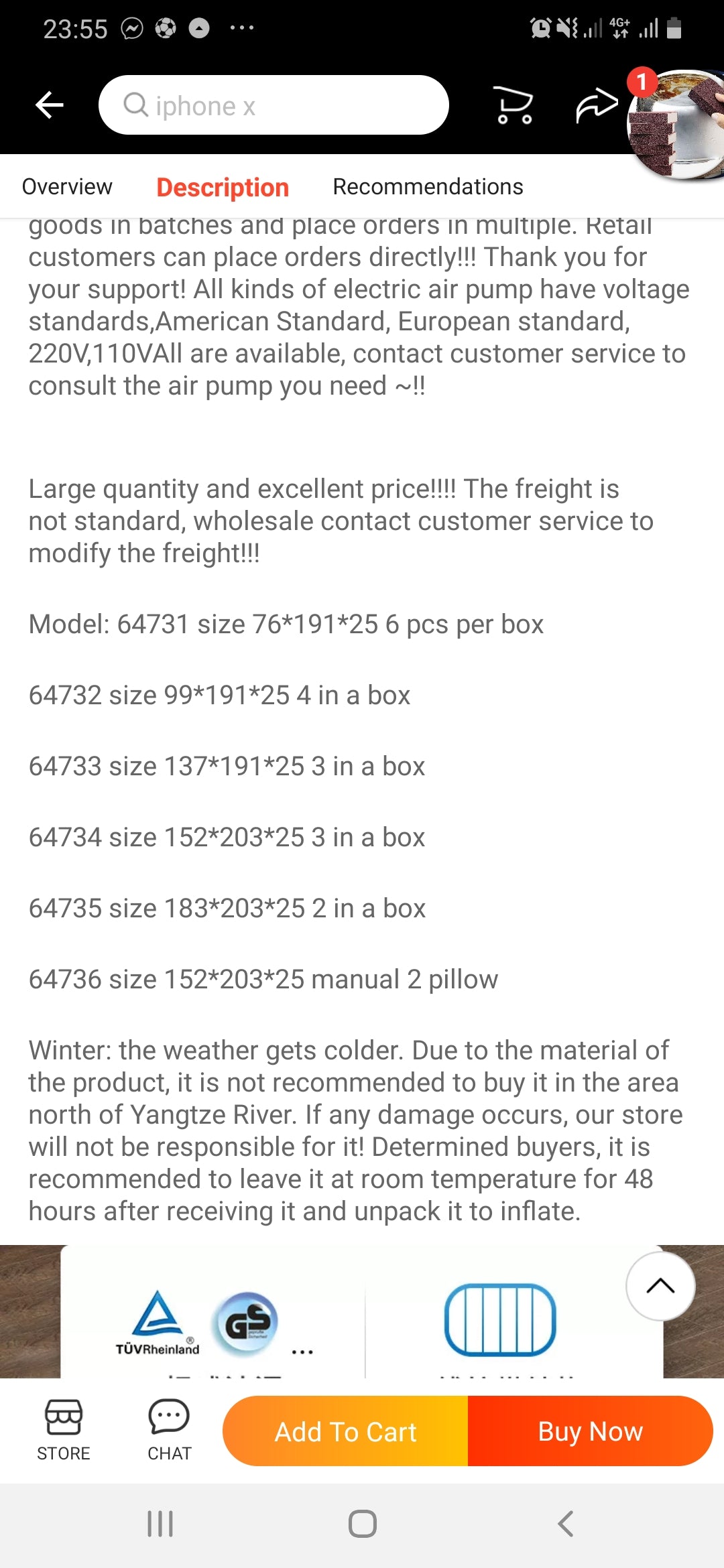 INTX Outdoor Line Pull Air Bed Flocked Airbed